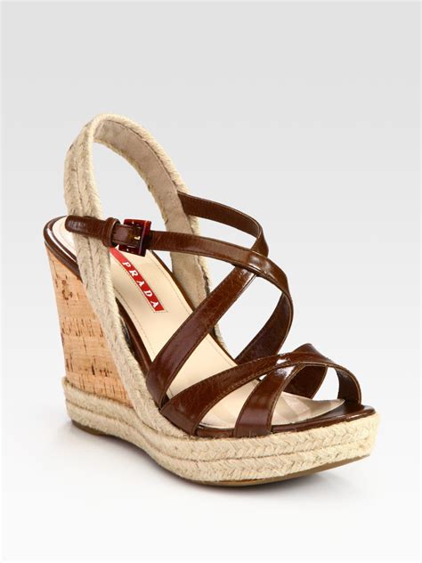 prada wedges brown|Prada wedges for women.